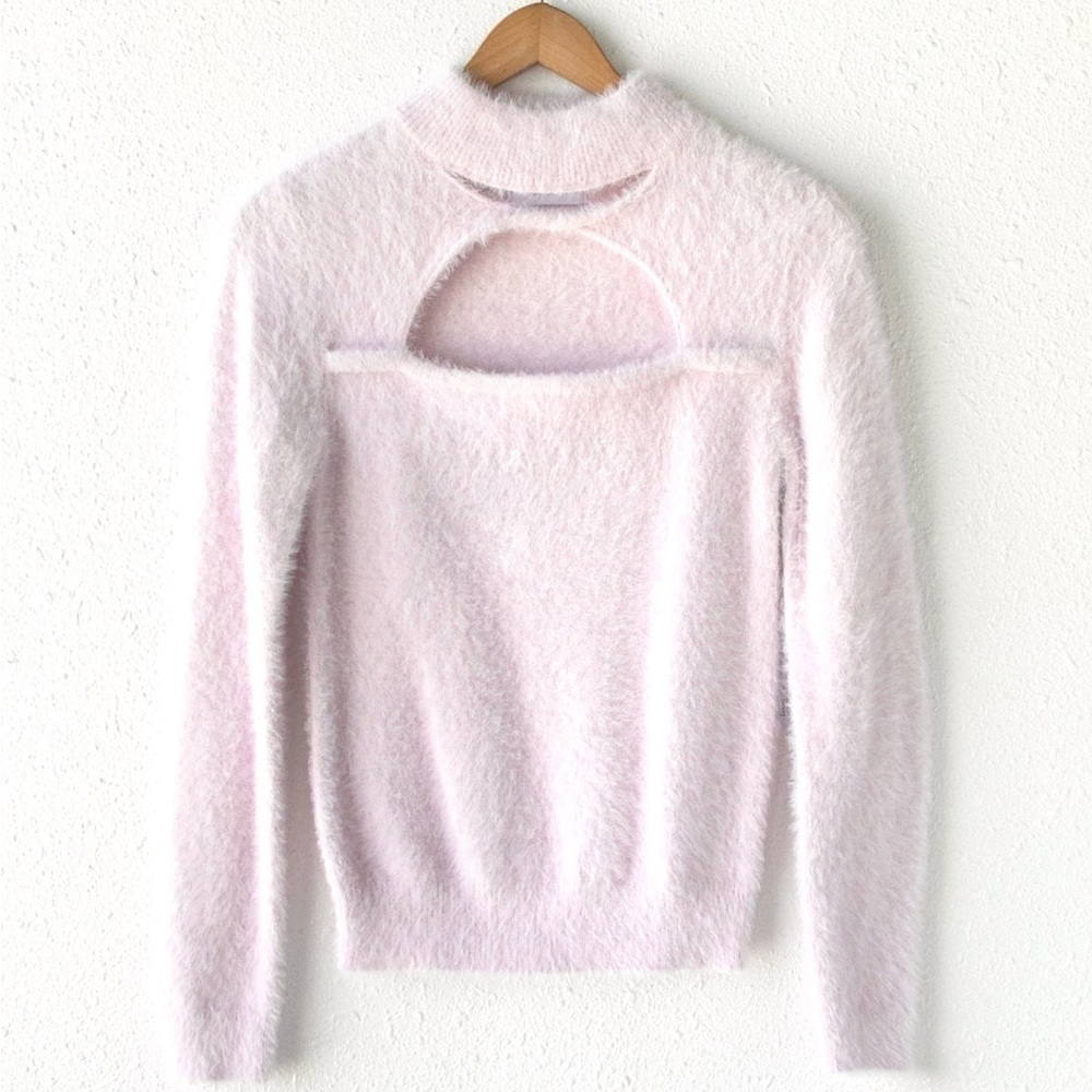 Greylin Lian Fuzzy Pink Cutout Sweater/Soft Cozy Knit
